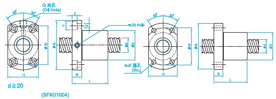SFK1004滾珠絲桿圖 SFK1004滾珠絲桿螺母圖